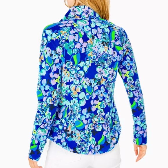Lilly Pulitzer Skipper Popover‎ Blue Grotto Twilight Tropics UPF 50+ Size XL - Picture 12 of 12